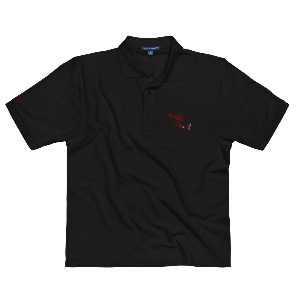 Charro Polo in White, Black with Red Polo