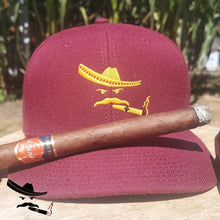 Load image into Gallery viewer, Snapback Burgundy with Gold Embroidered Charro
