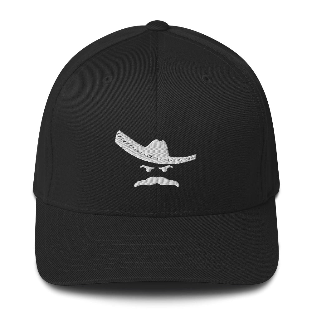 No Cigar FlexFit White Embroidered Charro Cap