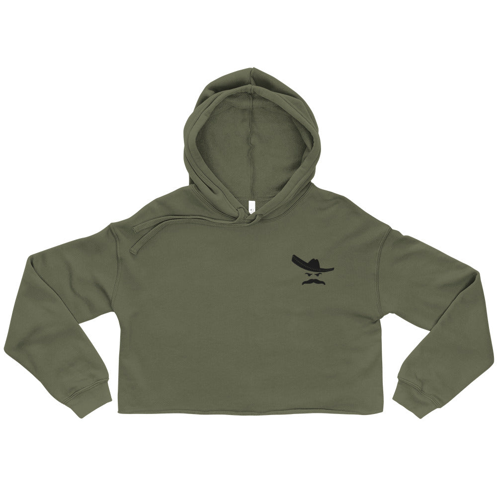 No Cigar Crop Hoodie in Green, Peach, Gray