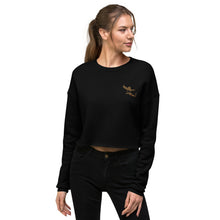 Load image into Gallery viewer, Crop Sweater in Black with California Gold Charro
